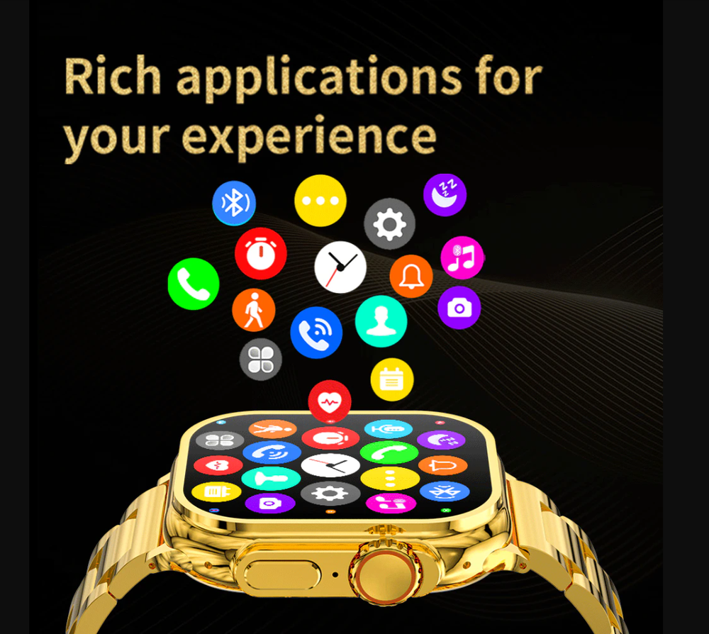 Смарт-часы Hi Watch Plus S9 Gold (2 браслета/беспр. заряд)