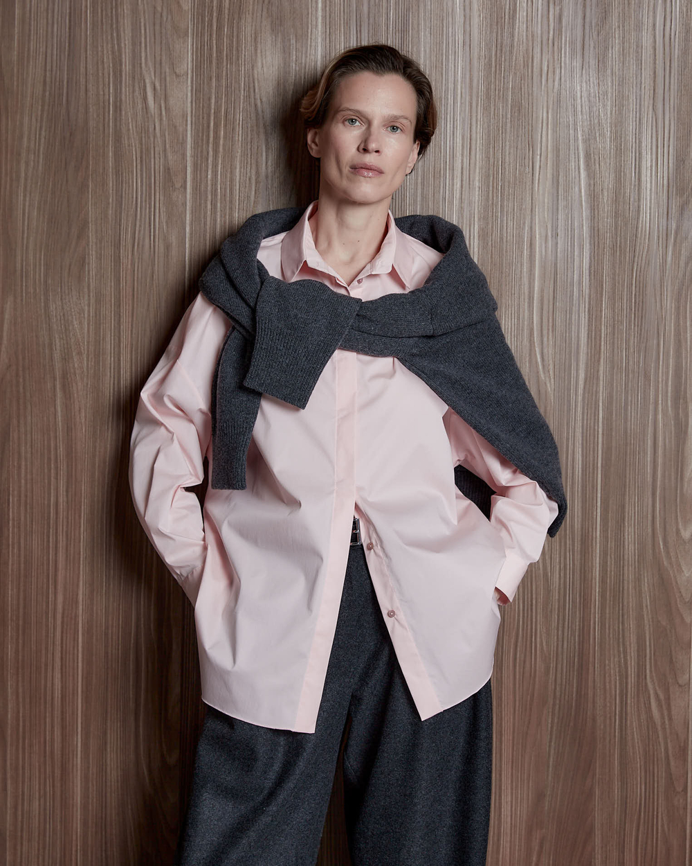 Рубашка свободного кроя из хлопка розовый