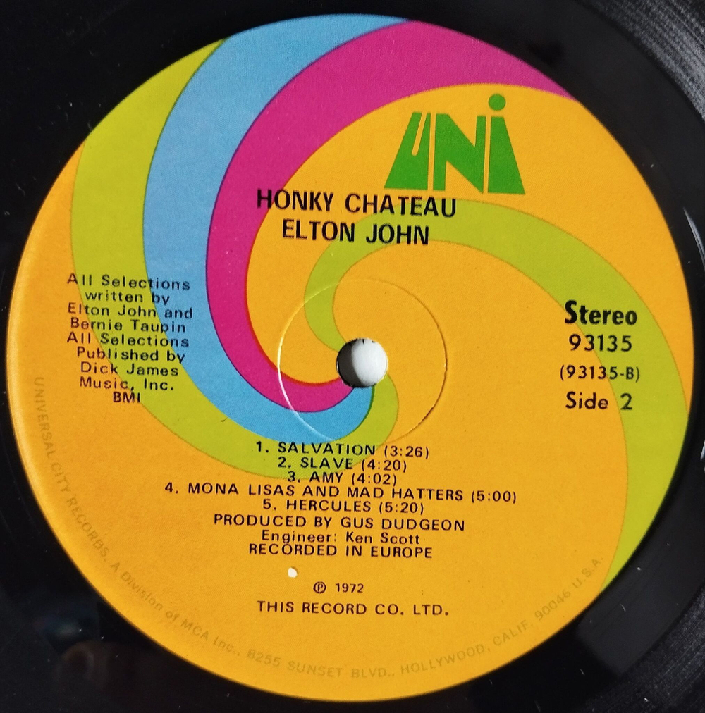 Винтажная виниловая пластинка LP Elton John Honky Chateau (USA 1972) Rocket Man
