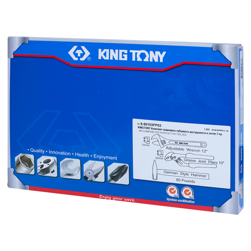 KING TONY (9-90103PP02) Набор переставные клещи, разводной ключ и молоток, ложемент, 3 предмета