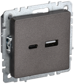 BRITE Розетка USB A+C 18Вт РЮ11-1-БрТБ темная бронза IEK