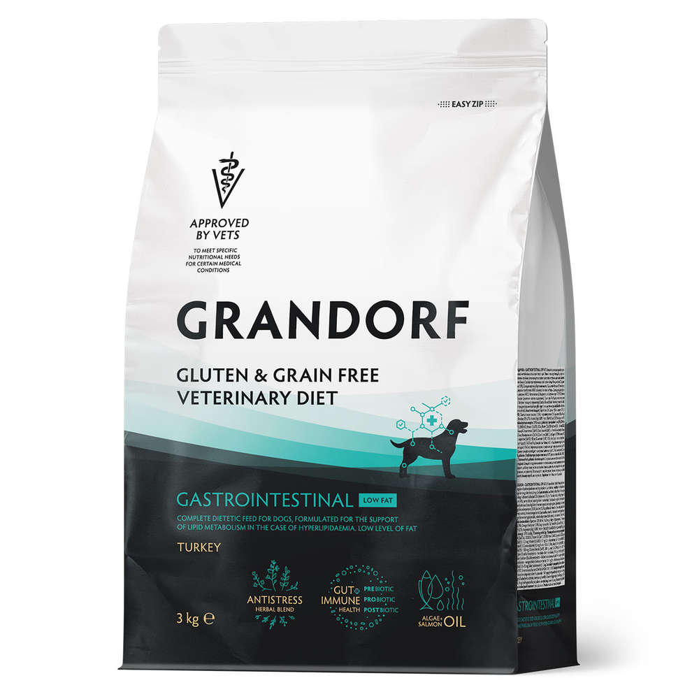 GRANDORF VETDIET Gastrointestinal Low Fat Turkey - ВЕТДИЕТА способствующая регуляции метаболизма липидов при гиперлипидемии у собак