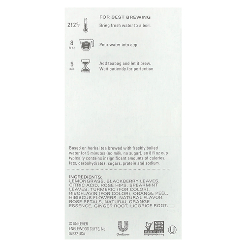 TAZO, Herbal Tea, дикий сладкий апельсин, без кофеина, 20 чайных пакетиков, 45 г (1,58 унции)