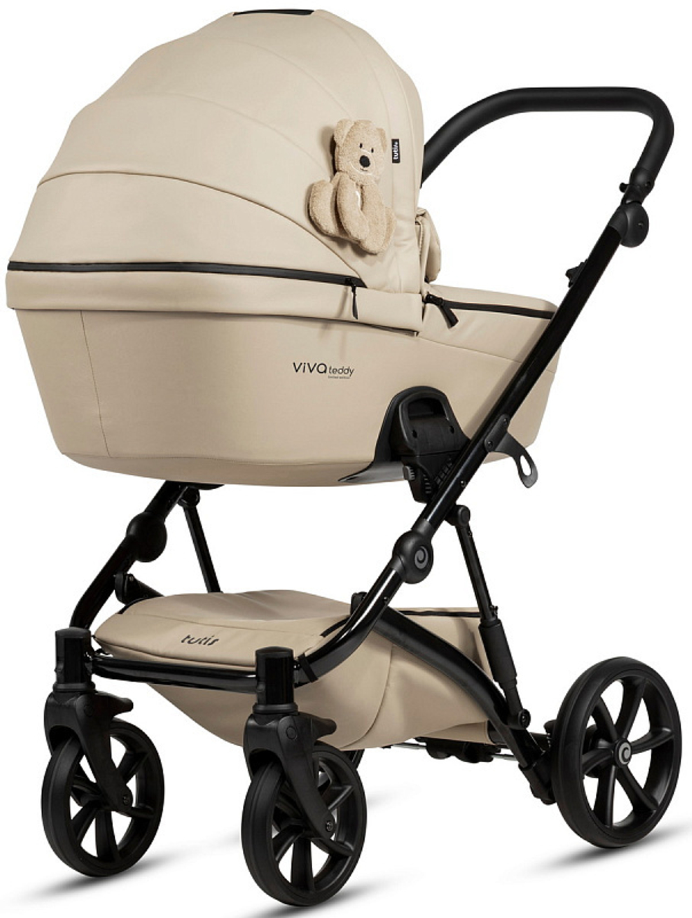 Детская коляска Tutis Viva 5 Plus Teddy 3 в 1 с автокреслом Elo Lux EduSky Black 111 Creamy