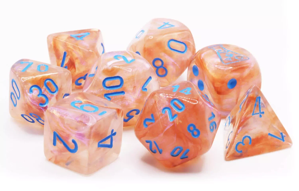 Chessex Dice Set Borealis Lab Rose Gold/Blue (7 set)