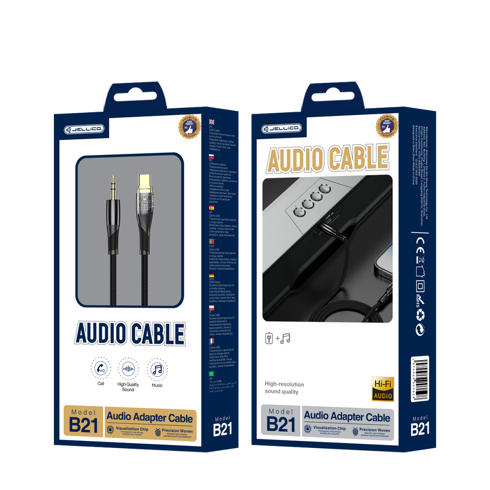 Аудио-кабель JELLICO B21 1.2M Type-C 3.5mm (Black)