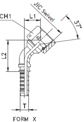 Фитинг DN 20 JIC (Г) 1.1/16 (45) (штифтованная гайка)