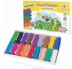 Пластилин классический 18 цветов 360г,со стеком "Весёлый шмель" (ЮНЛАНДИЯ)