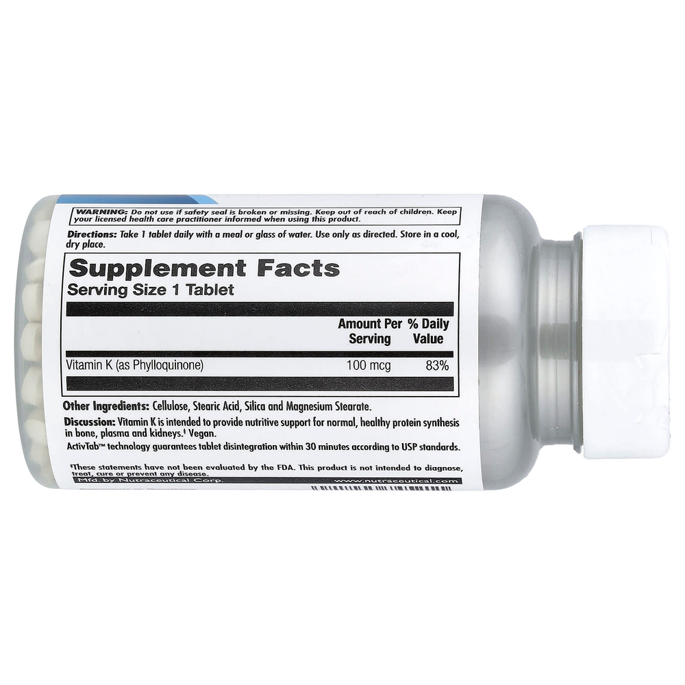 KAL, витамин К, 100 мкг, 100 таблеток