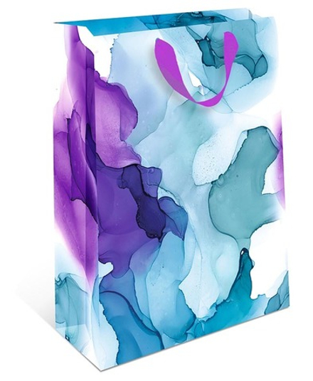 Пакет подарочный, Акварель, Голубой/Сиреневый, 32*26*12 см, 1 шт.
