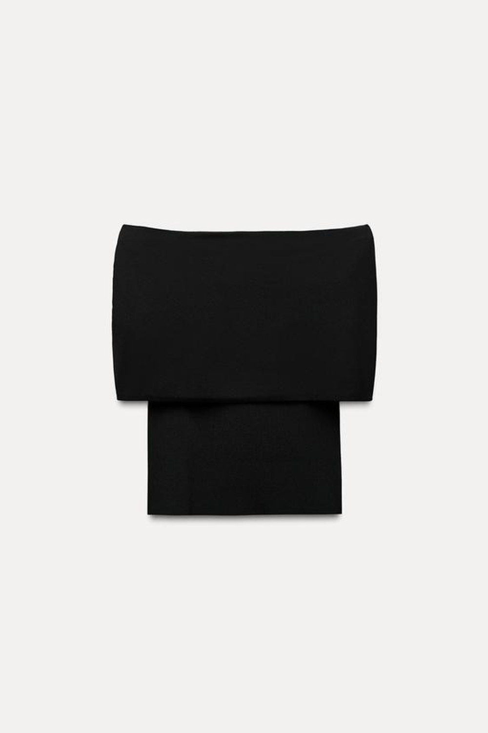 ZARA ТРИКОТАЖНЫЙ ТОП С ОТКРЫТЫМИ ПЛЕЧАМИ И МЕТАЛЛИЧЕСКИМ КОЛЬЦОМ, ЧЕРНЫЙ