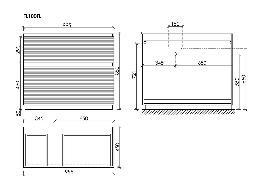 Тумба напольная SANCOS Folk Floor левая 995х445х850, c двумя ящиками оснащенными доводчиками, Bianco, арт.FL100FLW