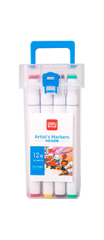 Набор маркеров для скетчинга Deli 12 цв., скошенный пишущий наконечник 70816-12