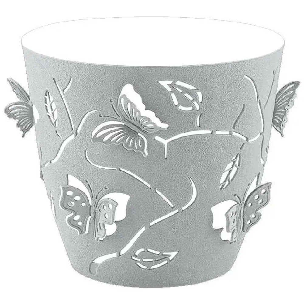 Горшок для цветов Plast Team Butterflies 1,4 л D145 мм круглый 147х134 мм серый шторм