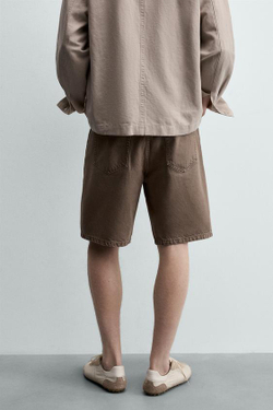 ZARA ДЖИНСОВЫЕ ШОРТЫ RELAXED FIT, КОРИЧНЕВЫЙ