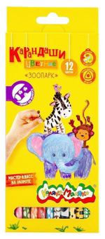 Карандаши 12цв. "Зоопарк" трехгран. корп. принт (Каляка-Маляка)