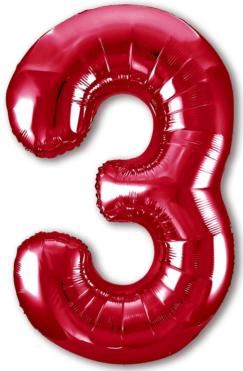 Фольгированный шар Цифра 3 Slim красный 102 см