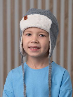 Шапка весенняя/осенняя вязаная (Пепельный) ТОКИ велюр