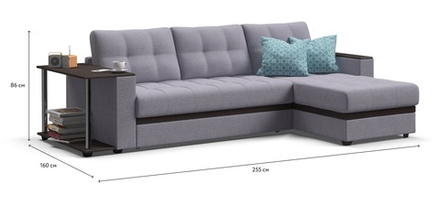 Угловой диван Атланта Люкс Рогожка Мальмо платина