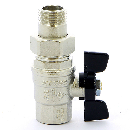 Кран шаровой со сгоном 1/2'' бабочка BUGATTI серия OREGON 322(Италия)