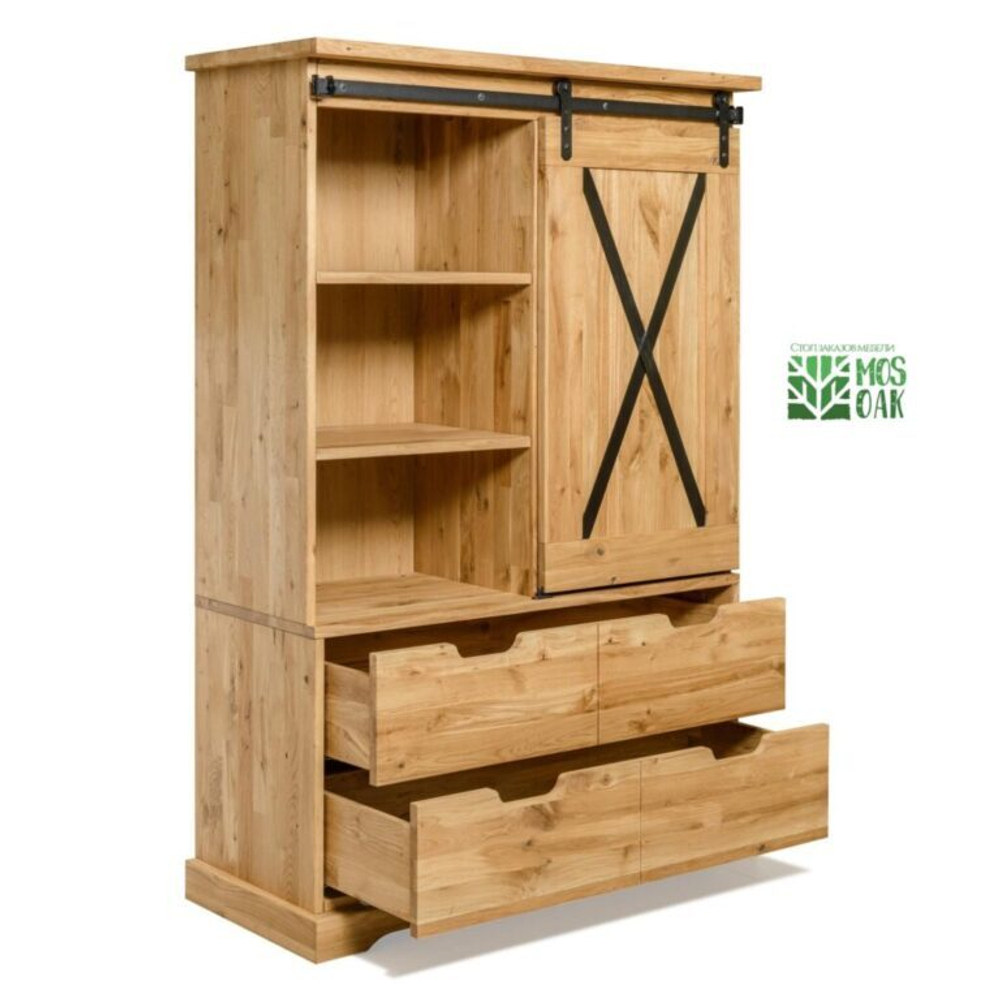 Шкаф с витриной Берген-V1 из массива дуба