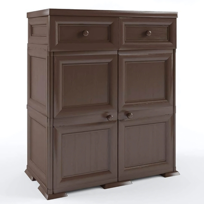 Шкаф - комод пластиковый "УЮТ" 2 дверцы, 2 ящика Э-117 (дерево) 810х420х1030