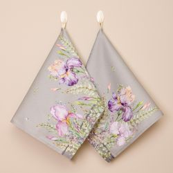 НАБОР ПОЛОТЕНЕЦ ИЗ 2 ШТ "ИРИСЫ"40Х60СМ,СЕРЫЙ,100% ХЛОПОК,ТВИЛ