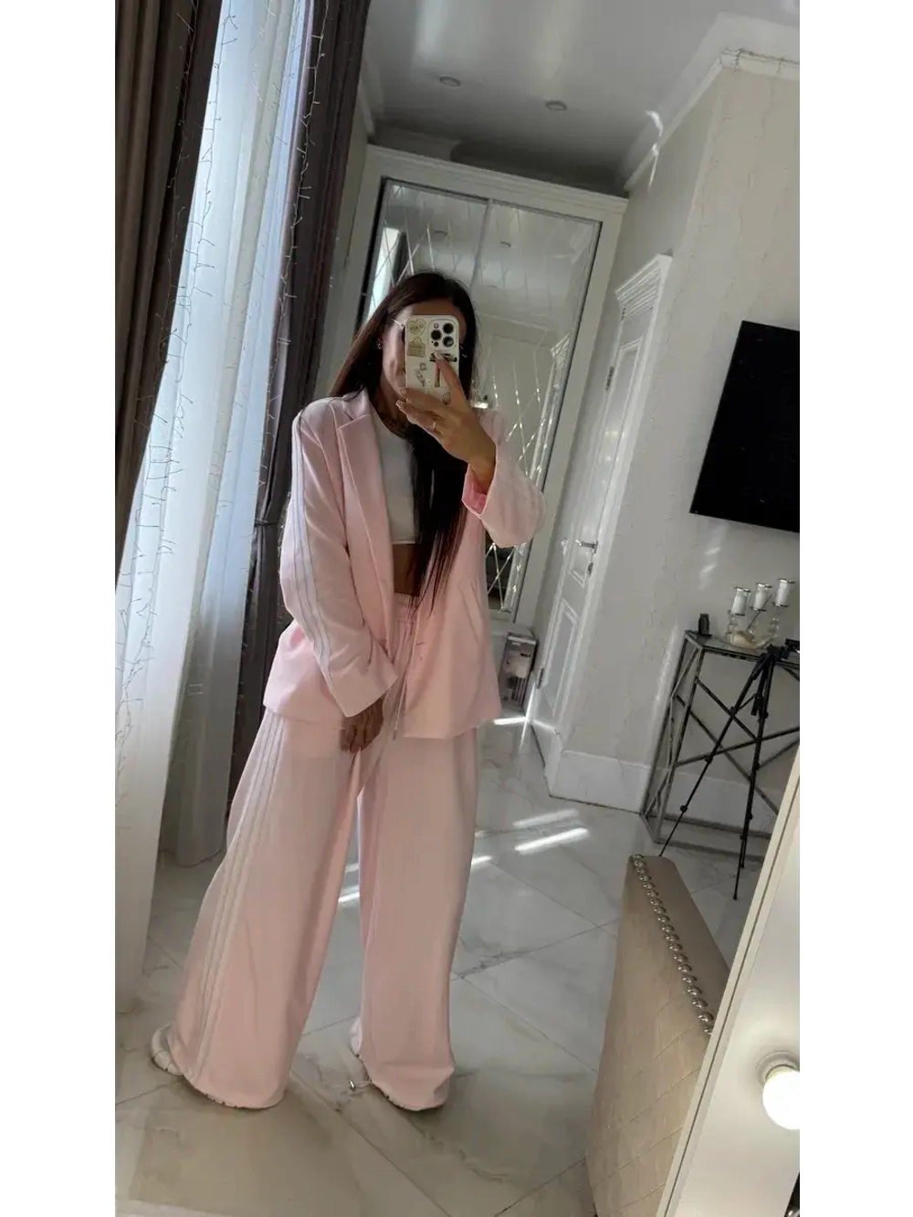 Костюм двойка брючный трикотажный в рубчик oversize