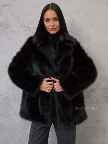 Женская короткая черная шуба