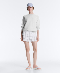 Oysho Короткая юбка Comfortlux с вышивкой, белый