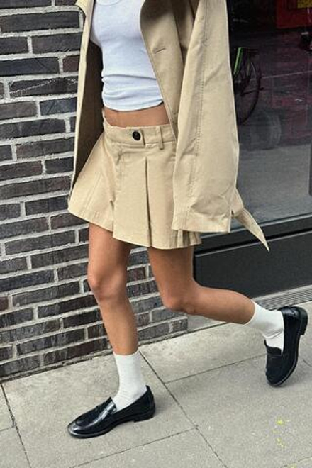 ZARA ТОНКИЕ НОСКИ В РУБЧИК, ЭКРЮ