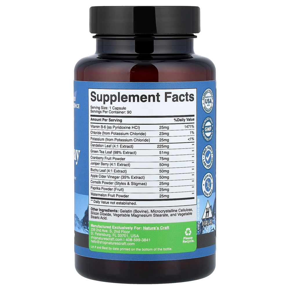 Nature's Craft, Water Away, максимальная сила действия, 90 капсул