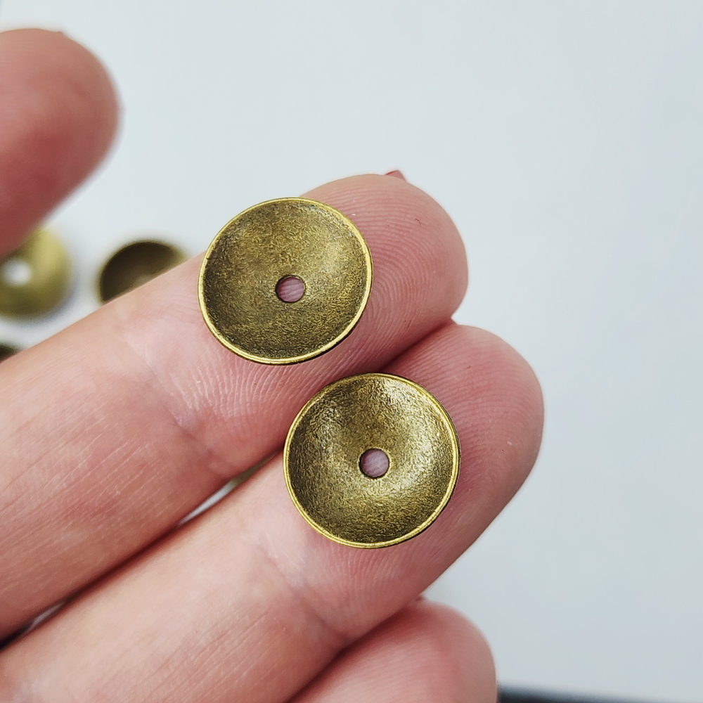 Шапочка для бусин, 12мм, античная бронза