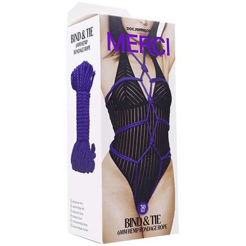 Фиолетовая верёвка для связывания и фиксации 9,14м Doc Johnson Bind&Tie Violet 2404-65-BX