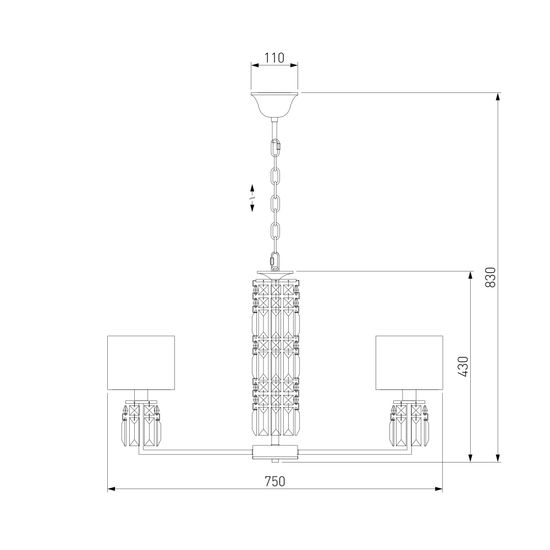 10099/8 / подвесной светильник / хром/прозрачный хрусталь Strotskis (новый абажур)