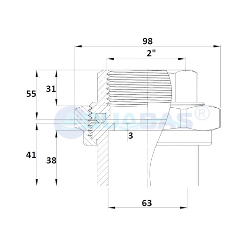 Накидная муфта Gemas ПВХ-латунь 63мм x 2" ВР (для титана) (133455)