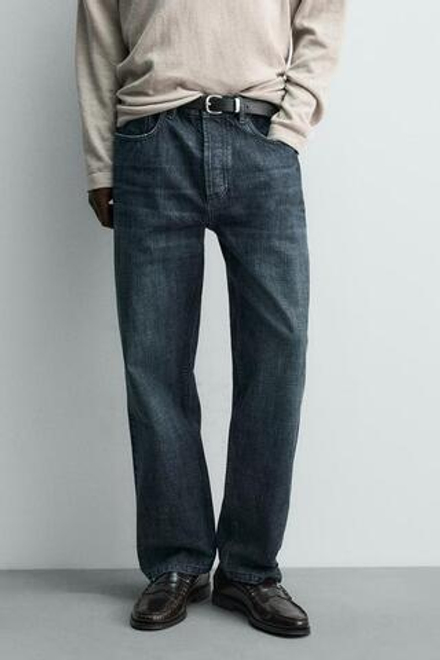 ZARA ДЖИНСЫ RELAXED SELVEDGE ДЛИНОЙ ДО ЩИКОЛОТКИ, МОРСКОЙ СИНИЙ