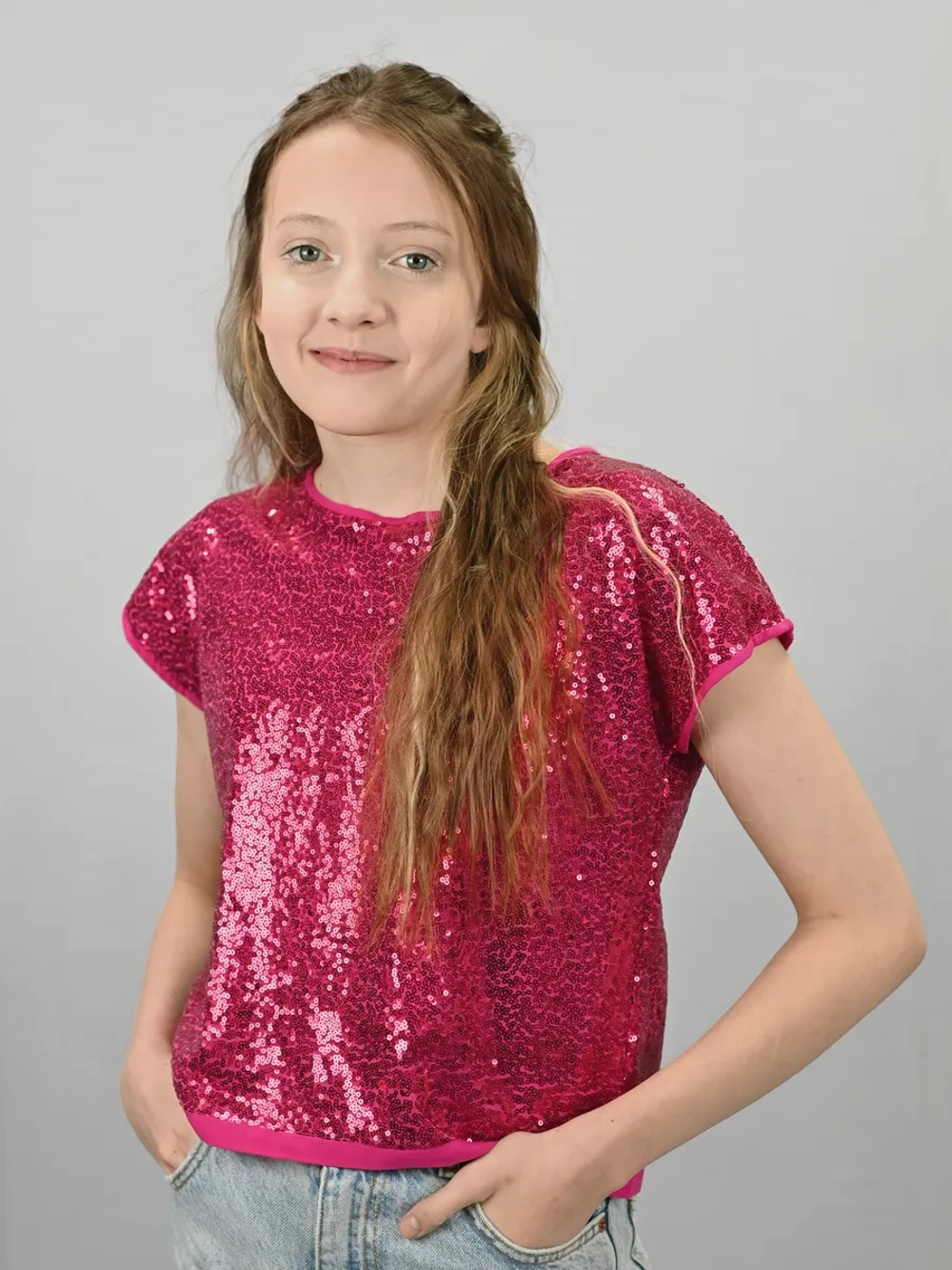 Блузка топ с пайетками для девочки