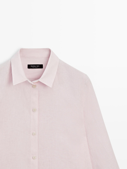 Massimo Dutti Свободная рубашка из 100% льна, розовый