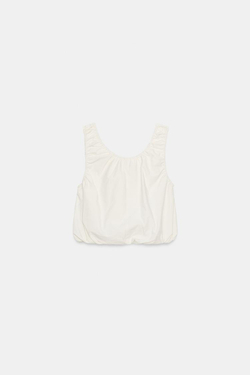 ZARA ТОП-БАЛЛОН ИЗ ПОПЛИНА, ЭКРЮ