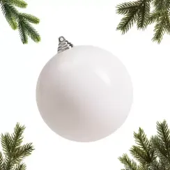 Шар пластиковый глянцевый 300 мм., белый, ЕлкиТорг (150708)