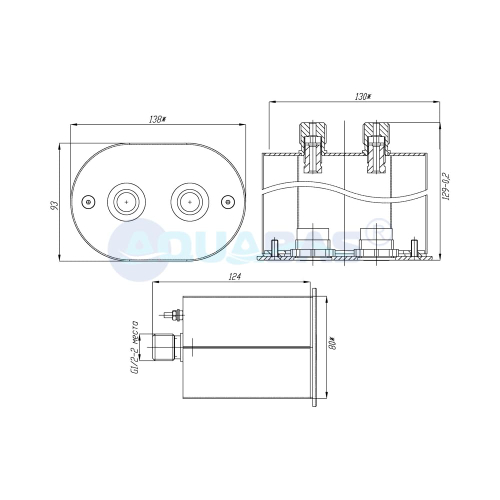 АД.02.2/1 Адаптер для двух сенсорных пьезокнопок ПК.01 плитка, AISI-316