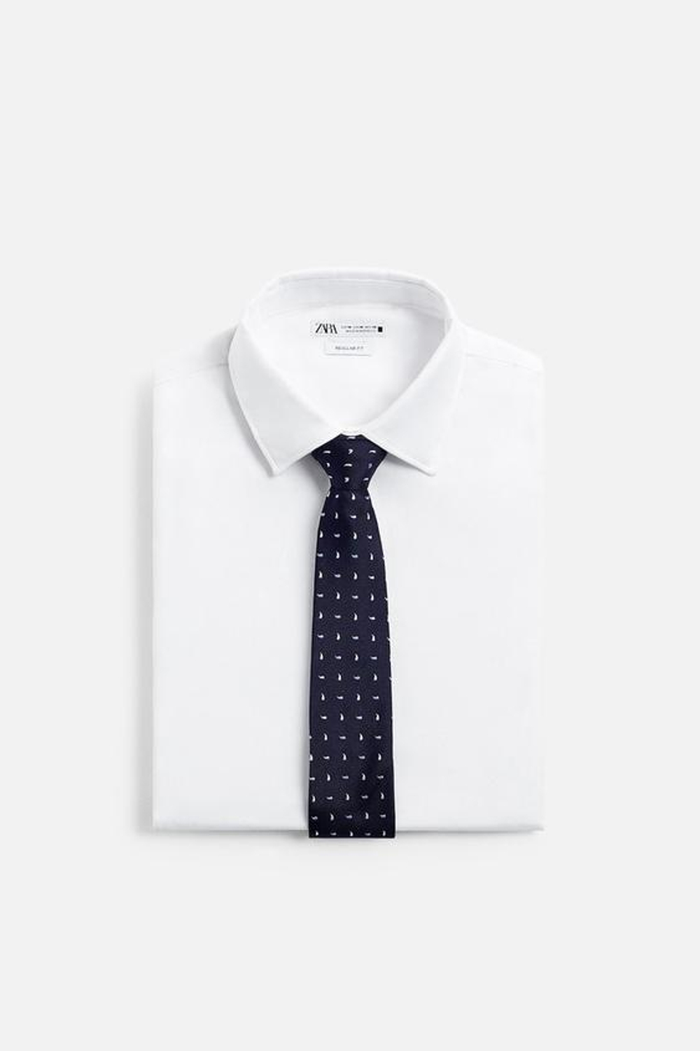 ZARA ЖАККАРДОВЫЙ ГАЛСТУК ИЗ 100% ШЕЛКА, МОРСКОЙ СИНИЙ