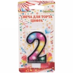 Свеча для торта Цифра Салют «2» 6 см