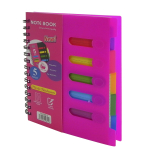 Тетрадь 120л., А5, клетка, Alingar "Colledge ruled", гребень, пластиковая обложка с информ окнами, цветные пластиковые разделители, ассорти 4 цвета