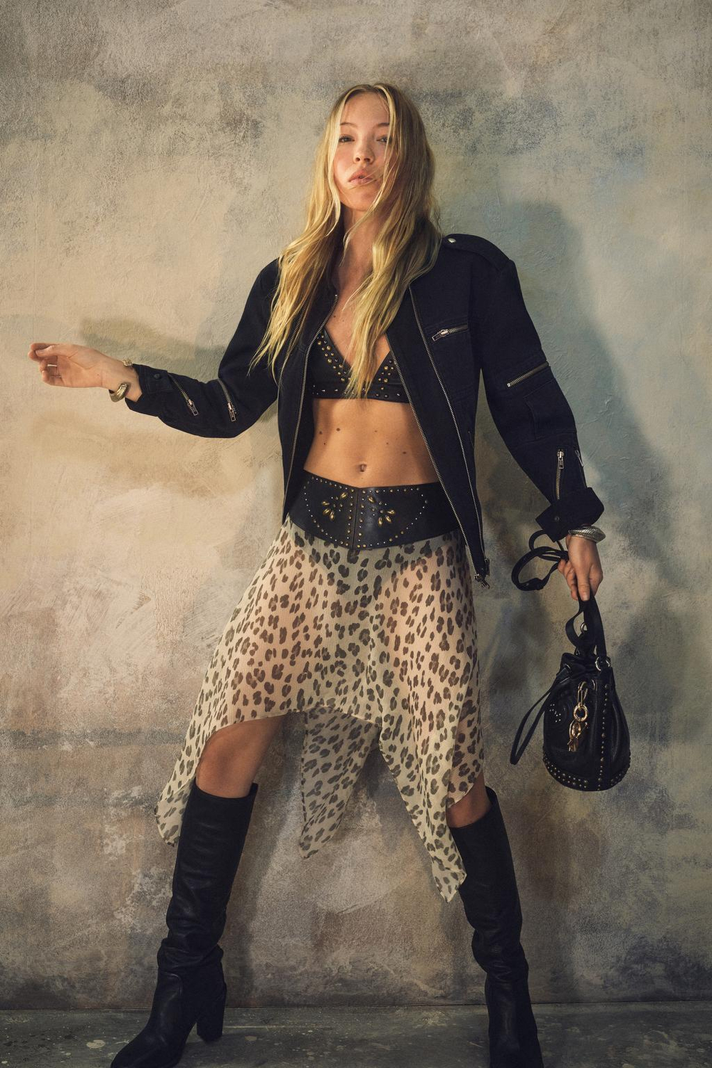 ZARA X KATE MOSS КУРТКА НА МОЛНИИ, ЧЕРНЫЙ