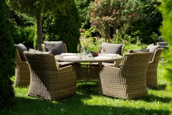 "Эспрессо–150 N" обеденная группа плетеная, цвет соломенный