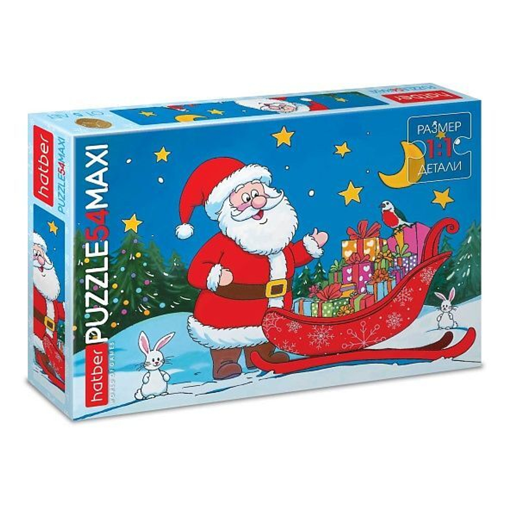 Пазлы МАКСИ 54 элемента 400*280мм. "Дед Мороз с подарками"