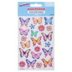 Наклейки гелевые "Пастельные бабочки", многоразовые, с блестками, 10х15 см, ЮНЛАНДИЯ, 661780