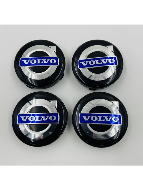 Колпачки заглушки на литые диски с эмблемой Volvo 64 мм 4 шт